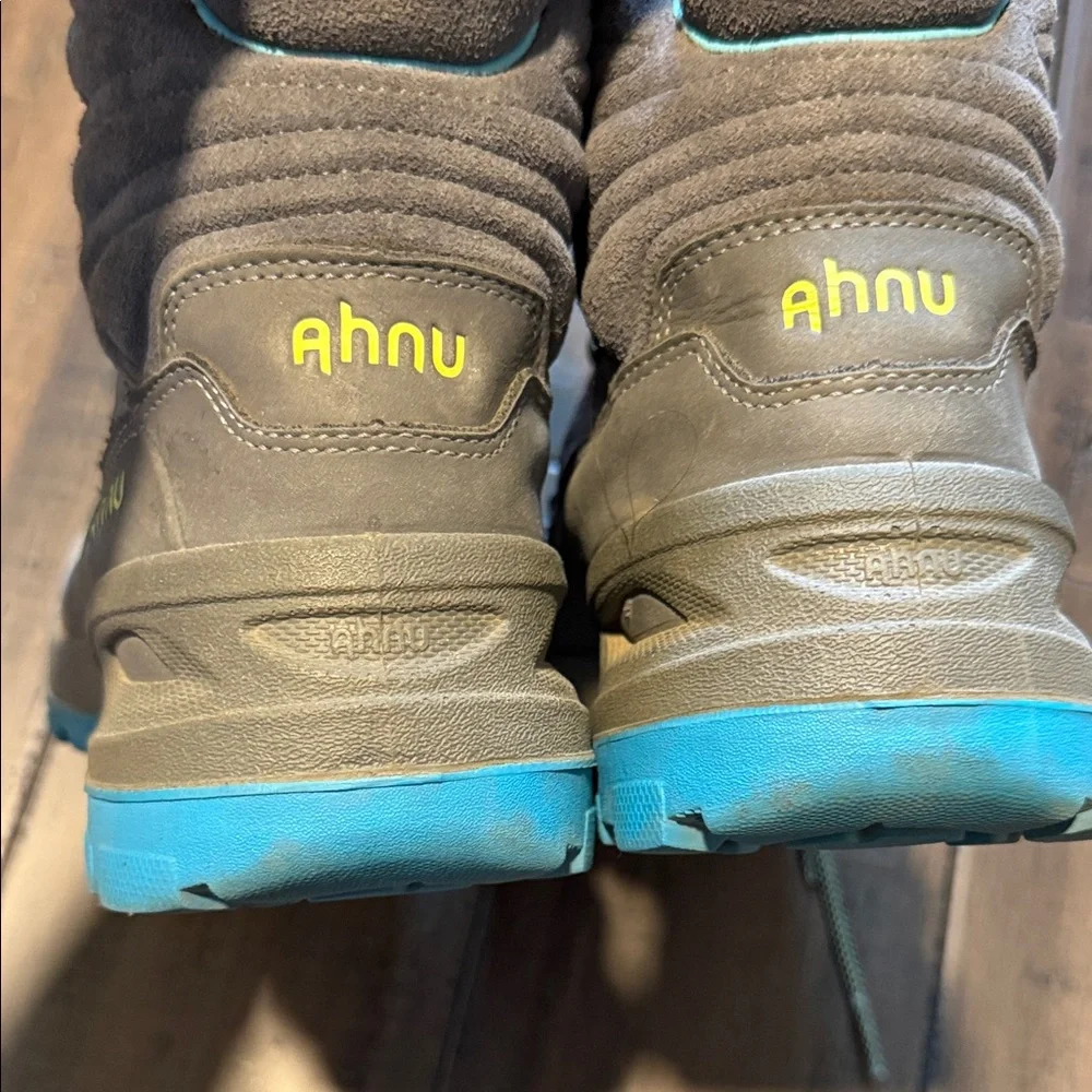 Ahnu Gray Hiking Boots with Teal and Yellow Accents - Picture 6 of 16